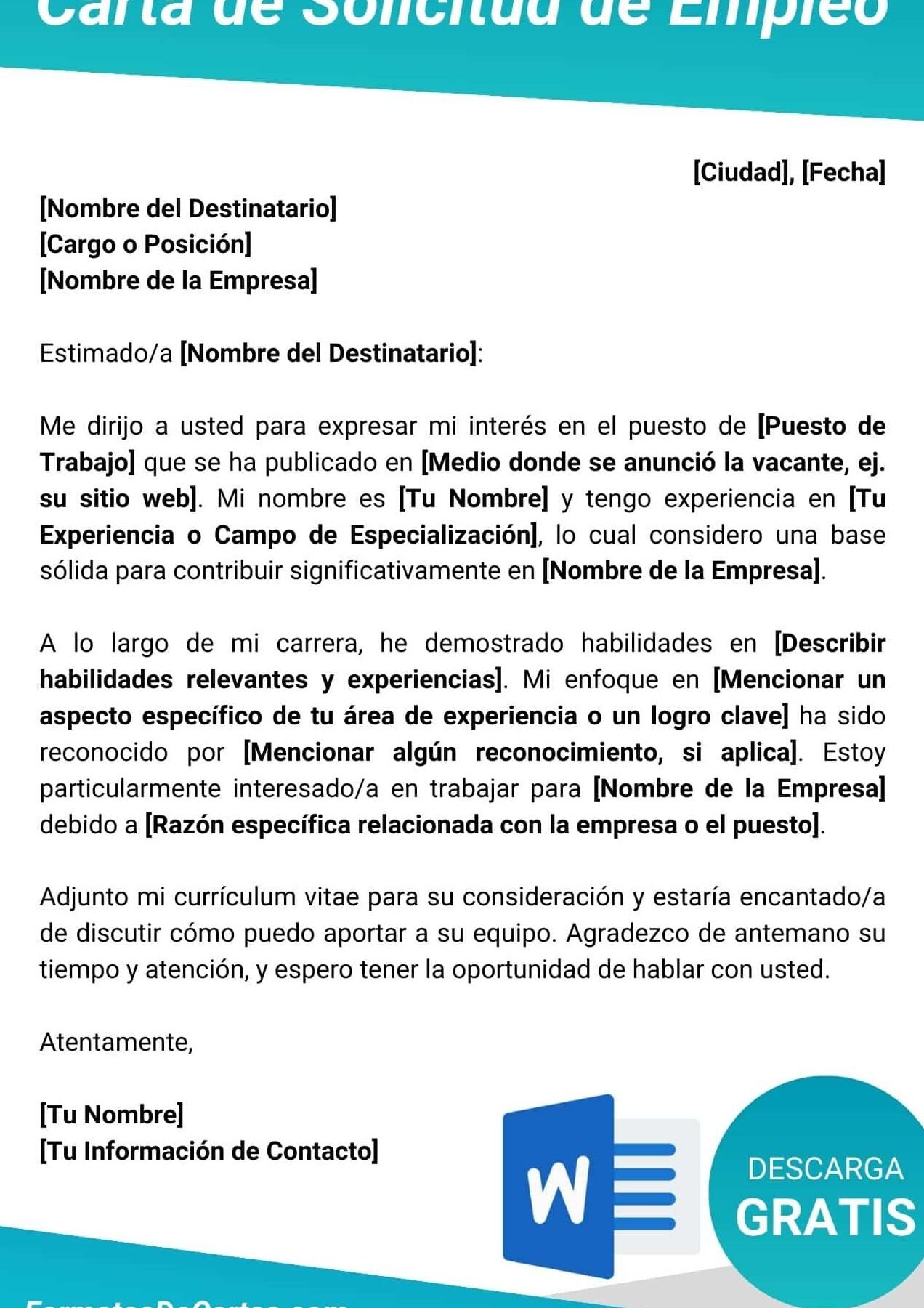 Carta Para Solicitar Puesto Vacante